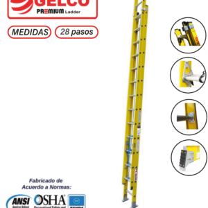Escalera Telescópica Fibra de Vidrio 28 Pasos Gelco Premium