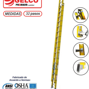 Escalera Telescópica Fibra de Vidrio 32 Pasos Gelco Premium