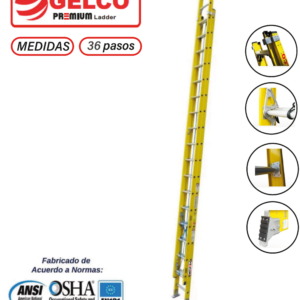 Escalera Telescópica Fibra de Vidrio 36 Pasos Gelco Premium