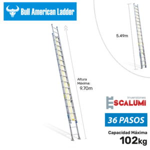 Escalera Telescópica Aluminio 36 Pasos Bull American Ladder