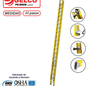 Escalera Telescópica Fibra de Vidrio 40 Pasos Gelco Premium
