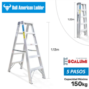 Escalera Tijera Doble Acceso Aluminio 5 Pasos Bull American Ladder