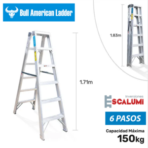 Escalera Tijera Doble Acceso Aluminio 6 Pasos Bull American Ladder
