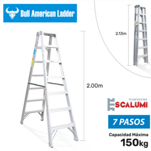 Escalera Tijera Doble Acceso Aluminio 7 Pasos Bull American Ladder