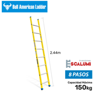 Escalera Arrimo de Fibra de Vidrio 8 Pasos Bull American Ladder